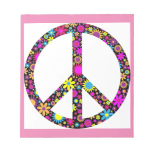 GROOVY FLORAL PEACE SIGN NOTEPAD