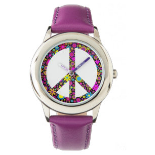 GROOVY FLORAL PEACE SIGN WATCH