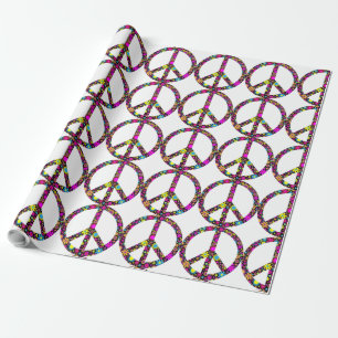 GROOVY FLORAL PEACE SIGN Wrapping Paper