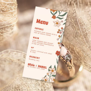 Groovy Florar Vintage Retro Wedding Menu
