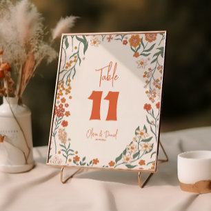 Groovy Florar Vintage Retro Wedding Table Numbers