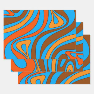 Groovy Flow Retro Abstract 60s 70s Pattern Wrapping Paper Sheet