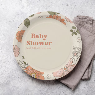 Groovy Flower Baby Shower   Boho   70s theme  Paper Plate