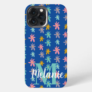 Groovy Flower Blue Pattern Name iPhone 13 Pro Max Case