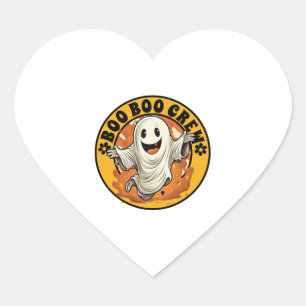 Groovy Flower Boo Boo Crew Halloween Orange Ghost Heart Sticker