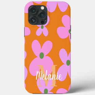 Groovy Flower Bright Orange Pattern Name iPhone 13 Pro Max Case