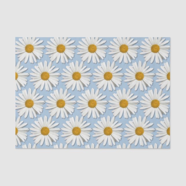 Groovy Flower Child White Daisy Hippie Blossoms Tissue Paper (Front)