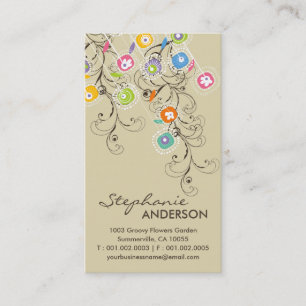 Groovy Flower Garden Whimsical Colourful Floral Business Card