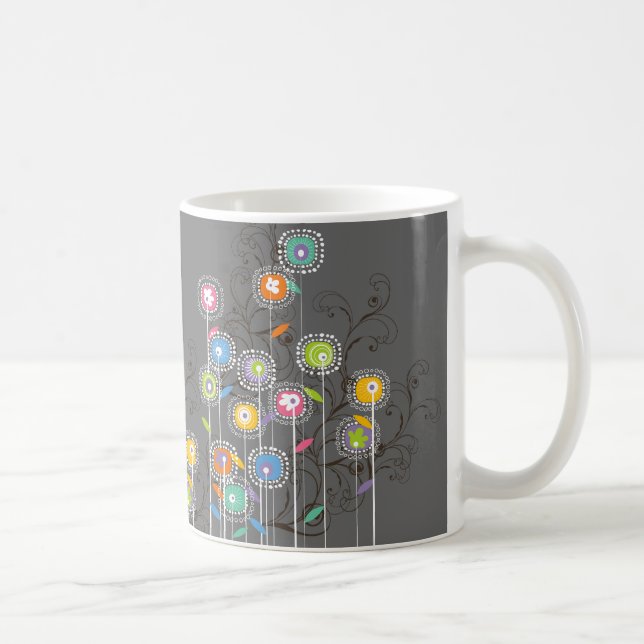Groovy Flower Garden Whimsical Colourful Floral Coffee Mug (Right)