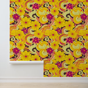 Groovy flower pattern wallpaper