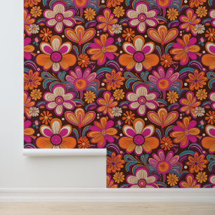 Groovy flower pattern wallpaper