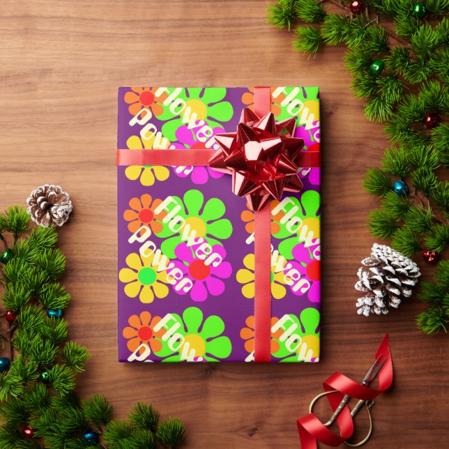 Groovy Flower Power Flowers Wrapping Paper (Holiday Gift)