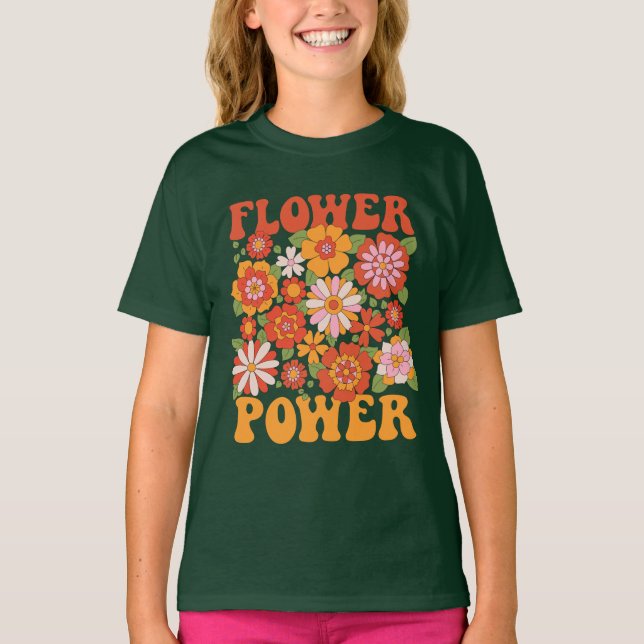 Groovy Flower Power Graphic T-Shirt (Front)