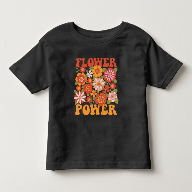 Groovy Flower Power Graphic Toddler T-Shirt (Front)