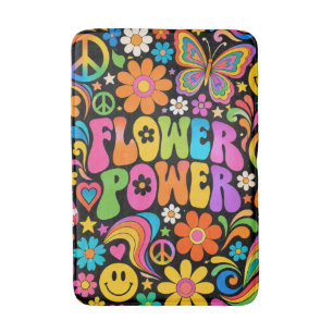 Groovy Flower Power Retro Home Bath Mat