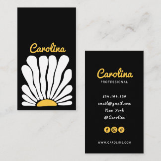 Groovy flower retro boho business card