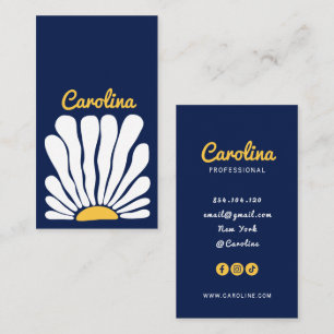 Groovy flower retro boho business card