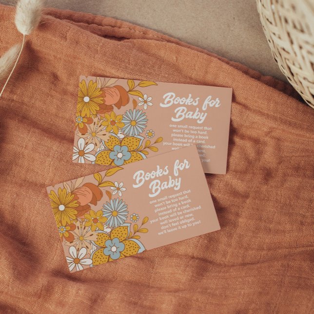 Groovy Flower Retro Book Request Baby Shower Enclosure Card (Creator Uploaded)
