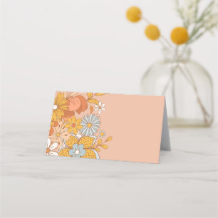 Groovy Flower Retro Buffet Food Label Place Card