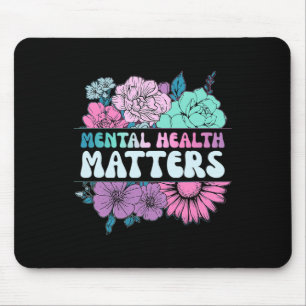 Groovy Flower Retro Mental Health Problems Awarene Mouse Pad