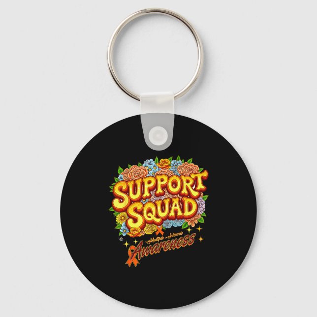 Groovy Flower Support Squad Ms Multiple Sclerosis  Key Ring (Front)