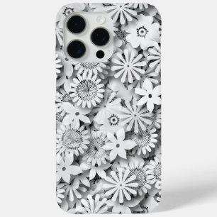 Groovy Flowers Garden Monocrome iPhone 15 Pro Max Case