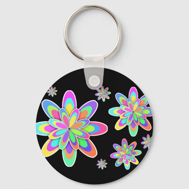 Groovy Flowers Key Ring (Front)
