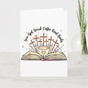 Groovy Flowers Love God Drink Coffee Read Books Ch Card