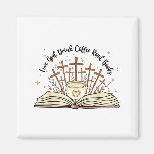 Groovy Flowers Love God Drink Coffee Read Books Ch Magnet