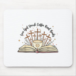 Groovy Flowers Love God Drink Coffee Read Books Ch Mouse Pad
