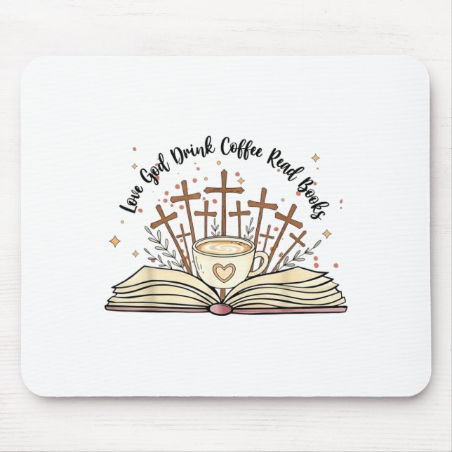 Groovy Flowers Love God Drink Coffee Read Books Ch Mouse Pad (Front)