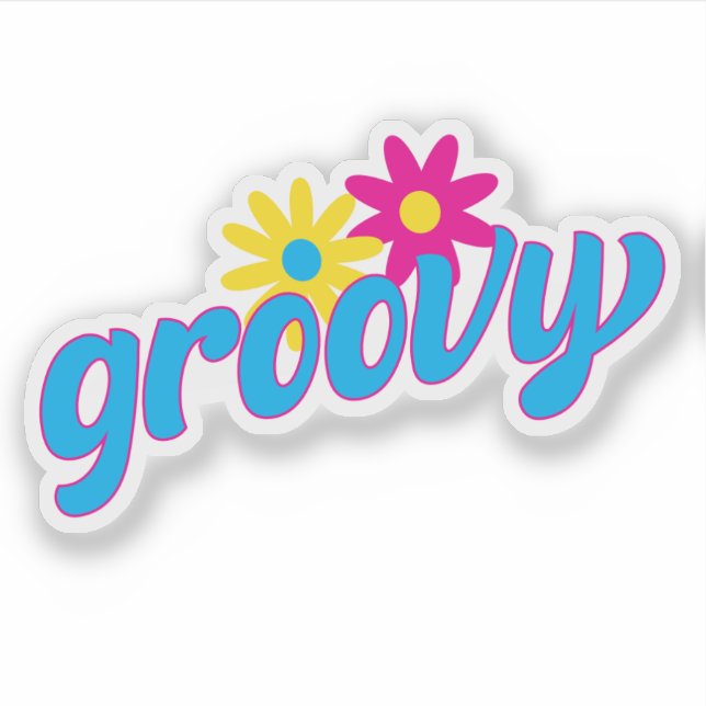 Groovy flowers retro hippie typographic (Front)