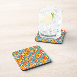 Groovy Flowers with Vintage Vibes Coaster
