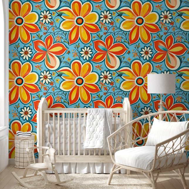 Groovy Flowers with Vintage Vibes Wallpaper (Kids)