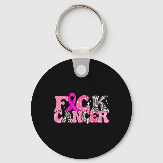 Groovy For Cancer  Key Ring (Front)