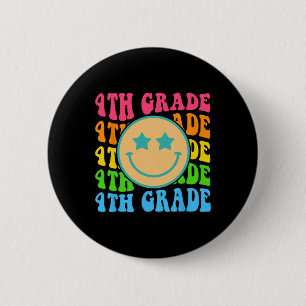 Groovy Fourth Grade Vibes Face Retro Teachers Back 6 Cm Round Badge