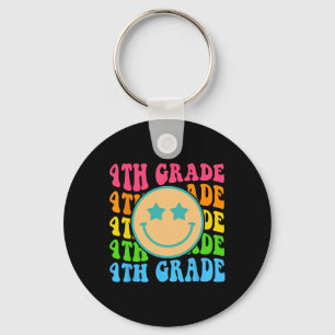 Groovy Fourth Grade Vibes Face Retro Teachers Byck Key Ring
