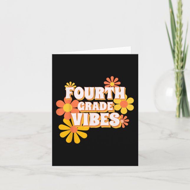 Groovy Fourth Grade Vibes Retro Back To School Tea Card (Front)