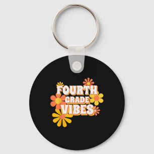 Groovy Fourth Grade Vibes Retro Back To School Tea Key Ring