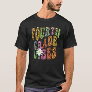 Groovy FOURTH GRADE VIBES Teacher Leopard Print 4t T-Shirt