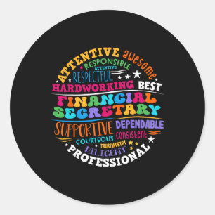 Groovy Front Desk Financial Secretary Admin Apprec Classic Round Sticker