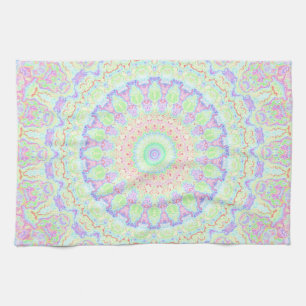 Groovy Funky Boho Hippie Rainbow Abstract Mandala Tea Towel