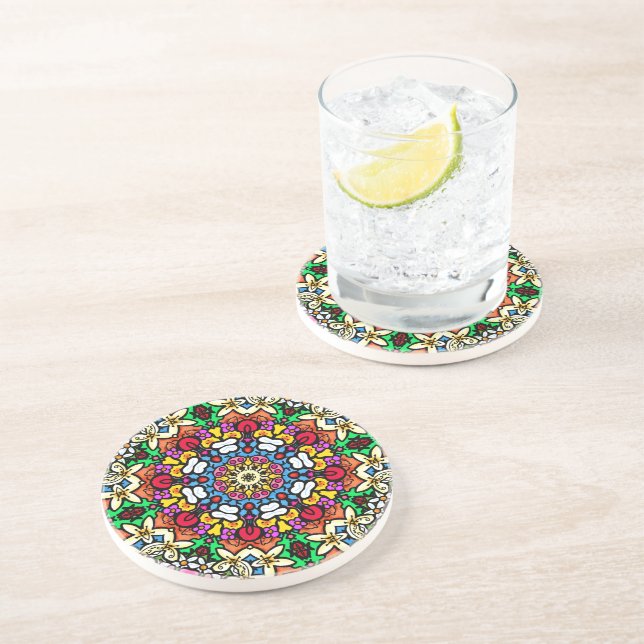 Groovy Funky Flower Power  Coaster (Side)