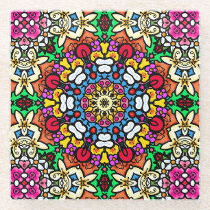 Groovy Funky Flower Power Glass Coaster