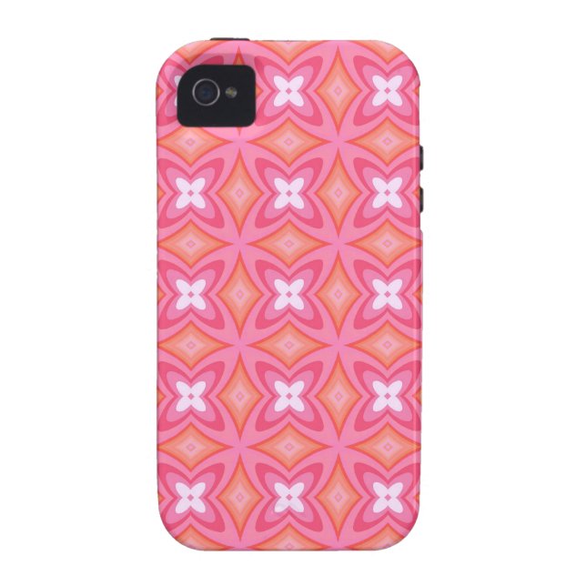 Groovy Funky Girly Pink Floral Butterfly Art Case-Mate iPhone Case (Back)