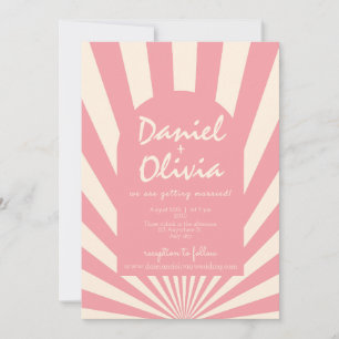 Groovy Funky Hippie 60s with QR Photo Wedding Invitation