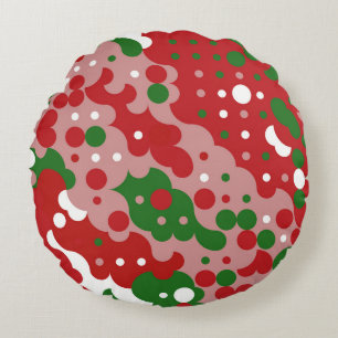 Groovy Funky Mod Retro Christmas Pattern Round Cushion
