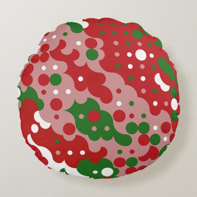 Groovy Funky Mod Retro Christmas Pattern Round Cushion (Front)
