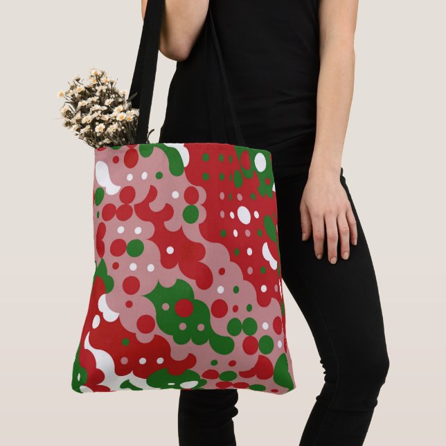 Groovy Funky Mod Retro Christmas Pattern Tote Bag (Close Up)