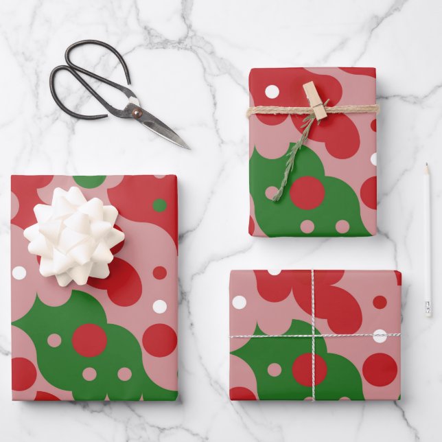 Groovy Funky Mod Retro Christmas Pattern Wrapping Paper Sheet (Front)
